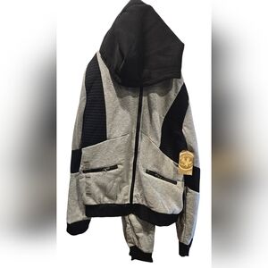 Hooded Sweatshirt & Jogging Pant Set Gray & Black, Size 18